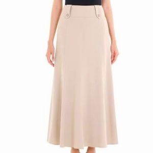 Appleseed tan A-line shirt with elastic waistband and belt loops.